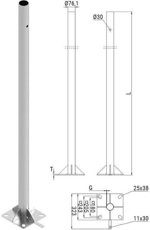 Słup ATS SKAMP2/3 pod montaż kamer CCTV