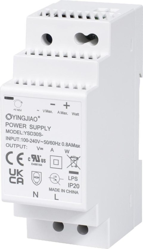 ZASILACZ IMPULSOWY NA SZYNĘ DIN YINGJIAO YSD30S-2401250 24V/30W/1,25A ZASILACZ IMPULSOWY NA SZYNĘ DIN YINGJIAO YSD30S-2401250 24V/30W/1,25A