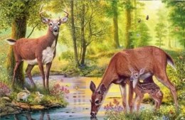 Diamentowa mozaika - jelenie nad strumieniem