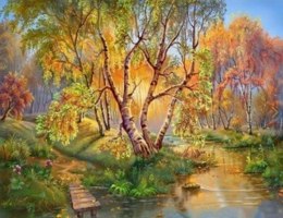 Diamentowa mozaika - brzozy nad potokiem