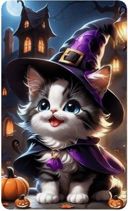 Diamentowa mozaika - kotek halloween Diamentowa mozaika - kotek halloween