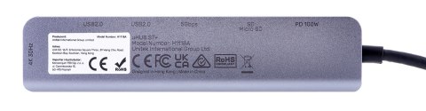UNITEK HUB USB-C 7W1, HDMI 4K, PD 100W, 5GBPS, ALU UNITEK HUB USB-C 7W1, HDMI 4K, PD 100W, 5GBPS, ALU