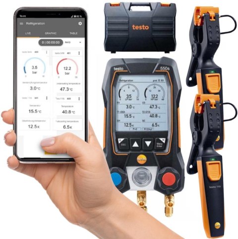 Elektroniczna oprawa zaworowa Testo 550s zestaw Smart 0564 5502 Elektroniczna oprawa zaworowa Testo 550s zestaw Smart 0564 5502