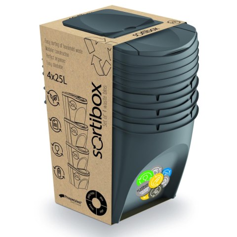 Zestaw koszy do segregacji Sortibox 4x25L szary Zestaw koszy do segregacji Sortibox 4x25L szary