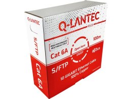 Kabel S/FTP kat.6A, sieciowy, skrętka, LSOH, Dca 4x2x23 AWG, 10Gb/s, gwarancja 10 lat, szary, 100m - Q-LANTEC