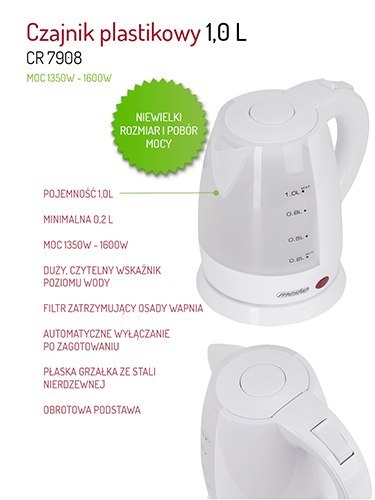 MS 1276 Czajnik plastikowy 1,0 l MS 1276 Czajnik plastikowy 1,0 l