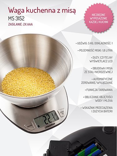 MS 3152 Waga kuchenna z misą 2l MS 3152 Waga kuchenna z misą 2l