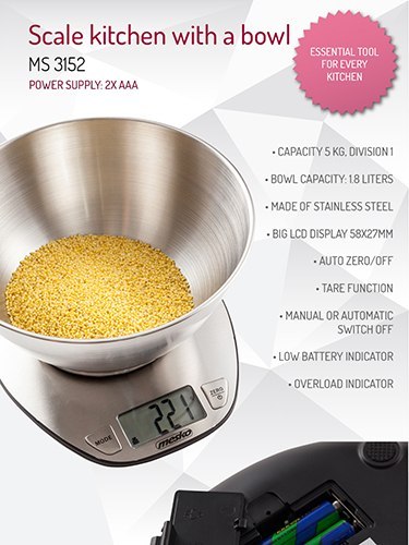 MS 3152 Waga kuchenna z misą 2l MS 3152 Waga kuchenna z misą 2l