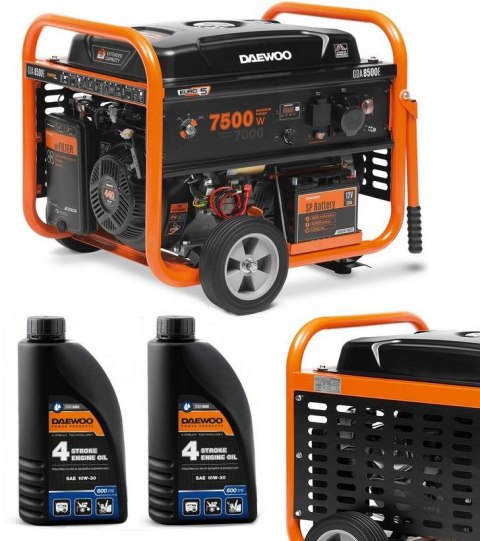 ZESTAW AGREGAT PRĄDOTWÓRCZY DAEWOO GDA 8500E 7.5kW + 2x GENERATOR OIL SAE 10W-30 DWO 600 ZESTAW AGREGAT PRĄDOTWÓRCZY DAEWOO GDA 8500E 7.5kW + 2x GENERATOR OIL SAE 10W-30 DWO 600