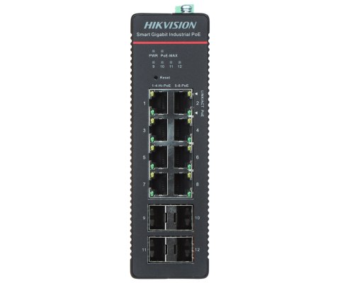 SWITCH PRZEMYSŁOWY POE DS-3T1512HP-SI-8P4F/NOPOWER 8-PORTOWY SFP Hikvision