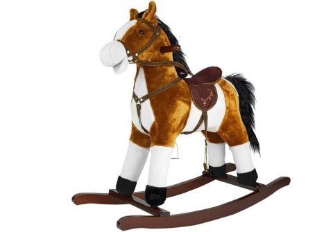 Koń Na Biegunach 74cm Jasny Brąz Rusza Pyskiem Ogonem Koń Na Biegunach 74cm Jasny Brąz Rusza Pyskiem Ogonem