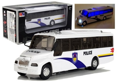 Model Autobusu Bus Policyjny Świeci Biały Model Autobusu Bus Policyjny Świeci Biały