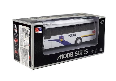 Model Autobusu Bus Policyjny Świeci Biały Model Autobusu Bus Policyjny Świeci Biały