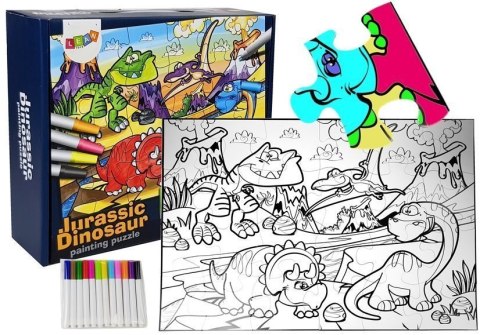 Puzzle Dla Dzieci Do Kolorowania Era Dinozaurów Pisaki 24 el Puzzle Dla Dzieci Do Kolorowania Era Dinozaurów Pisaki 24 el