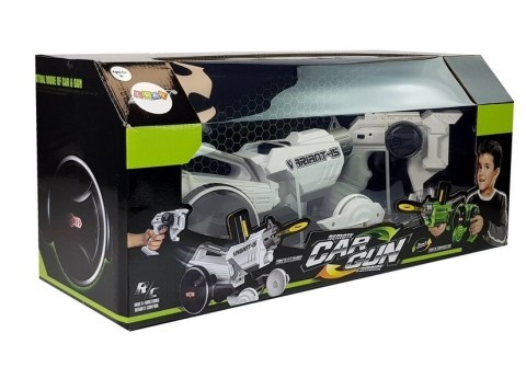 Pistolet Wyrzutnia Autko 2 w 1 Zdalnie Sterowany Piankowe Krążki Biały 2,4 G Pistolet Wyrzutnia Autko 2 w 1 Zdalnie Sterowany Piankowe Krążki Biały 2,4 G