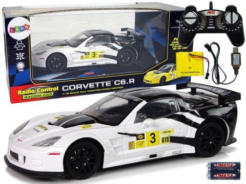 Auto Sportowe Wyścigowe R/C 1:18 Corvette C6.R Biały 2.4 G Światła Auto Sportowe Wyścigowe R/C 1:18 Corvette C6.R Biały 2.4 G Światła