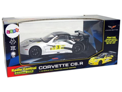 Auto Sportowe Wyścigowe R/C 1:18 Corvette C6.R Biały 2.4 G Światła Auto Sportowe Wyścigowe R/C 1:18 Corvette C6.R Biały 2.4 G Światła