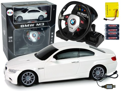 Auto Zdalnie Sterowane BMW M3 Białe Pilot Kierownica 1:18 Dźwięk Światła Auto Zdalnie Sterowane BMW M3 Białe Pilot Kierownica 1:18 Dźwięk Światła