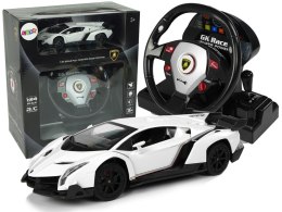 Auto Zdalnie Sterowane Lamborghini Veneno Biały Kierownica Dźwięk Światła