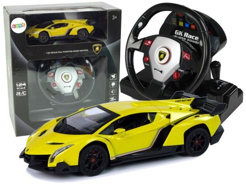 Auto Zdalnie Sterowane Lamborghini Veneno Żółte 2,4 G Pilot Kierownica Dźwięk Światła Auto Zdalnie Sterowane Lamborghini Veneno Żółte 2,4 G Pilot Kierownica Dźwięk Światła