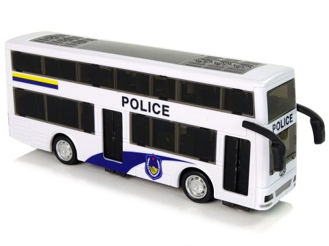 Autobus Policyjny Dwupiętrowy Biały z Naciągiem Dźwięk Autobus Policyjny Dwupiętrowy Biały z Naciągiem Dźwięk