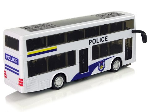 Autobus Policyjny Dwupiętrowy Biały z Naciągiem Dźwięk Autobus Policyjny Dwupiętrowy Biały z Naciągiem Dźwięk