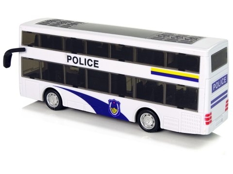 Autobus Policyjny Dwupiętrowy Biały z Naciągiem Dźwięk Autobus Policyjny Dwupiętrowy Biały z Naciągiem Dźwięk