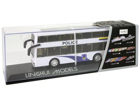 Autobus Policyjny Dwupiętrowy Biały z Naciągiem Dźwięk Autobus Policyjny Dwupiętrowy Biały z Naciągiem Dźwięk
