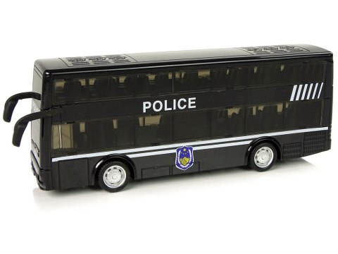 Autobus Policyjny Dwupiętrowy Czarny z Napędem Frykcyjnym Autobus Policyjny Dwupiętrowy Czarny z Napędem Frykcyjnym