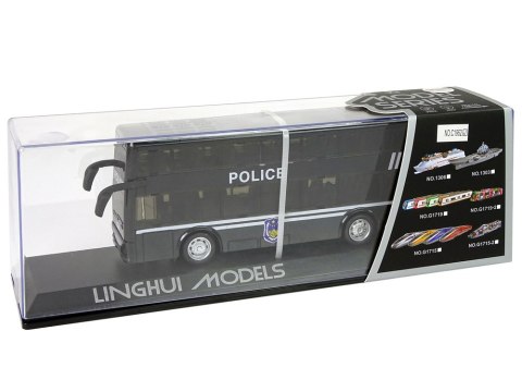 Autobus Policyjny Dwupiętrowy Czarny z Napędem Frykcyjnym Autobus Policyjny Dwupiętrowy Czarny z Napędem Frykcyjnym
