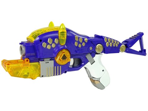 Dinobots 2w1 Dinozaur Pistolet na Strzałki Fioletowy Triceratops Tarcza Dinobots 2w1 Dinozaur Pistolet na Strzałki Fioletowy Triceratops Tarcza