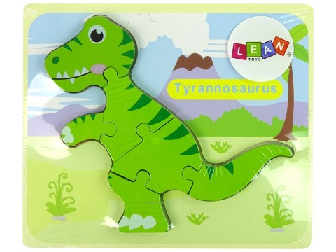 Drewniane Puzzle Dinozaur Isanosaurus Tyranosaurus Zielony Drewniane Puzzle Dinozaur Isanosaurus Tyranosaurus Zielony