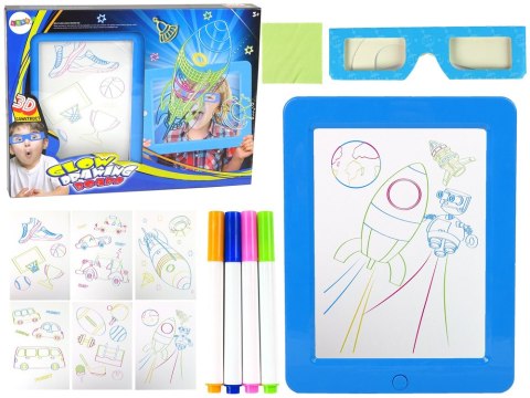 Magiczna Podświetlana Tablica 3D Okulary Niebieska Magiczna Podświetlana Tablica 3D Okulary Niebieska