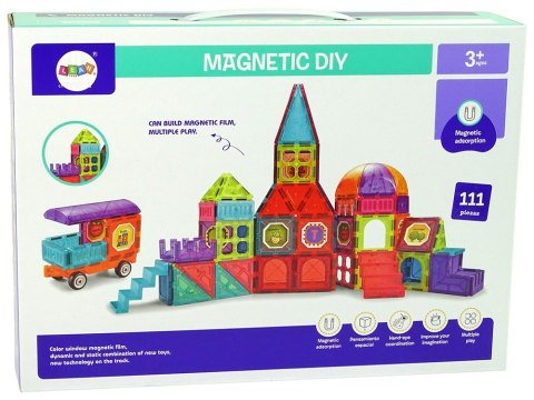 Magnetyczne Klocki Bloczki 111 Elementów 3D Zamek Schodki Magnetyczne Klocki Bloczki 111 Elementów 3D Zamek Schodki