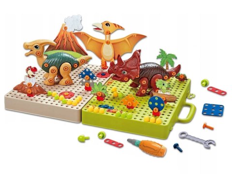 Zestaw Plansza Klocki DIY Dinozaury Śrubokręt Zestaw Plansza Klocki DIY Dinozaury Śrubokręt