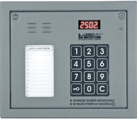 Laskomex CP-2502NR srebrny Panel audio z mini listą lokatorów i z czytnikiem kluczy RFID Laskomex CP-2502NR srebrny Panel audio z mini listą lokatorów i z czytnikiem kluczy RFID
