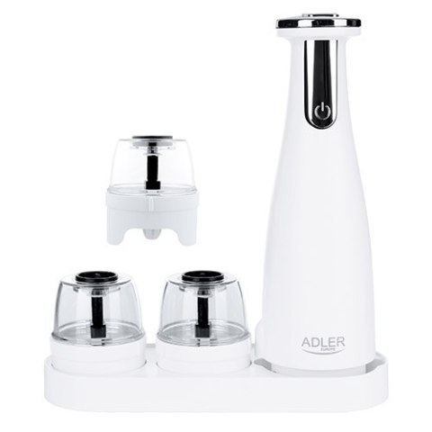 AD 4449 white Młynek do przypraw, soli i pieprzu - zestaw 3 młynków - usb