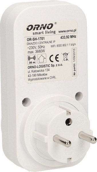 Centrala systemu OR-SH-1701 gniazdko sterowane bezprzewodowo ORNO Smart Living Centrala systemu OR-SH-1701 gniazdko sterowane bezprzewodowo ORNO Smart Living