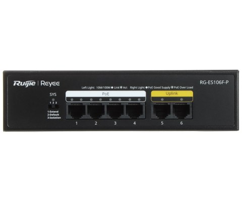 SWITCH POE RG-ES106F-P 4-PORTOWY REYEE SWITCH POE RG-ES106F-P 4-PORTOWY REYEE