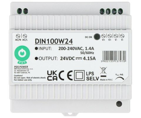 ZASILACZ IMPULSOWY DIN100W24 POS ZASILACZ IMPULSOWY DIN100W24 POS