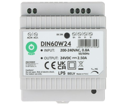 ZASILACZ IMPULSOWY DIN60W24 POS ZASILACZ IMPULSOWY DIN60W24 POS