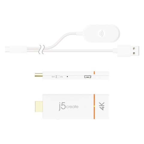 Nadajnik i odbiornik audio/video bezprzewodowy j5create ScreenCast 4K Wireless Display Adapter; kolor biały JVAW76-N Nadajnik i odbiornik audio/video bezprzewodowy j5create ScreenCast 4K Wireless Display Adapter; kolor biały JVAW76-N