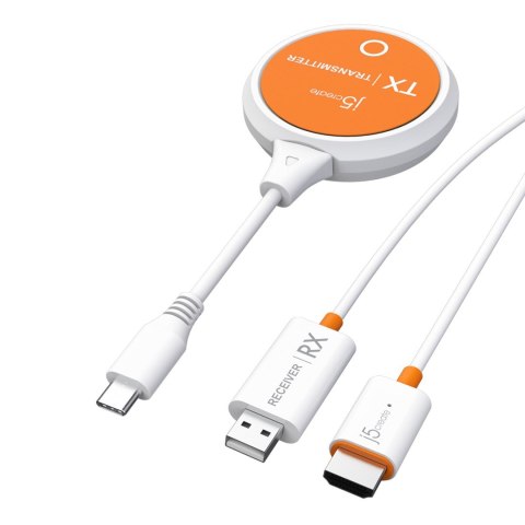 Nadajnik i odbiornik audio/video bezprzewodowy j5create ScreenCast USB-C Wireless Display HDMI Extender; kolor biały JVAW62-N Nadajnik i odbiornik audio/video bezprzewodowy j5create ScreenCast USB-C Wireless Display HDMI Extender; kolor biały JVAW62-N