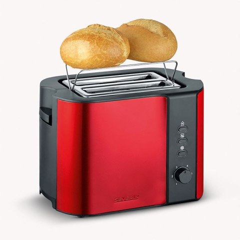 SEVERIN TOSTER CZERWONY, STAL NIERDZEWNA, 2 KROMKI, PRZYCISK ROZMRAŻANIA, ELEKTR. KONTR. OPIEKANIA, MOC 800W AT2217 SEVERIN TOSTER CZERWONY, STAL NIERDZEWNA, 2 KROMKI, PRZYCISK ROZMRAŻANIA, ELEKTR. KONTR. OPIEKANIA, MOC 800W AT2217