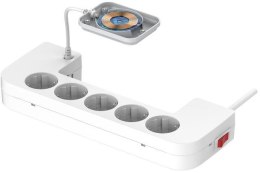 LISTWA ANTYPRZEPIĘCIOWA Z ZABEZPIECZENIEM Energizer 5x SCHUKO 2x USB-A 1x USB-C 2500W 10A KABEL 2M MAGNETIC