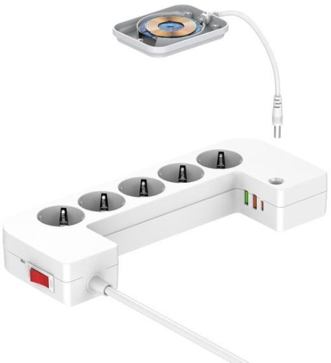 LISTWA ANTYPRZEPIĘCIOWA Z ZABEZPIECZENIEM Energizer 5x SCHUKO 2x USB-A 1x USB-C 2500W 10A KABEL 2M MAGNETIC