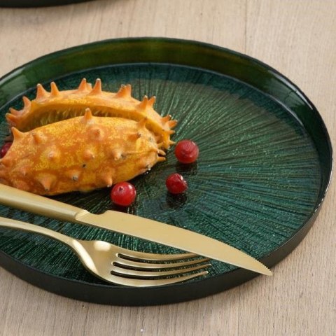 TALERZ DO CIASTA ZIELONY SZKLANY 28 CM MARISARIO