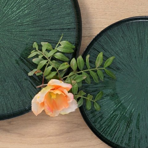 TALERZ DO CIASTA ZIELONY SZKLANY 28 CM MARISARIO