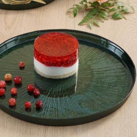 TALERZ DO CIASTA ZIELONY SZKLANY 28 CM MARISARIO