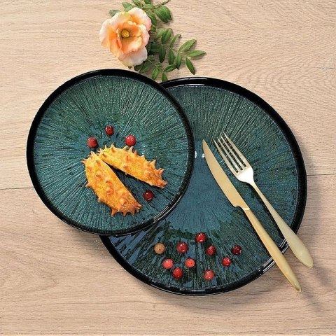 TALERZ DO CIASTA ZIELONY SZKLANY 28 CM MARISARIO